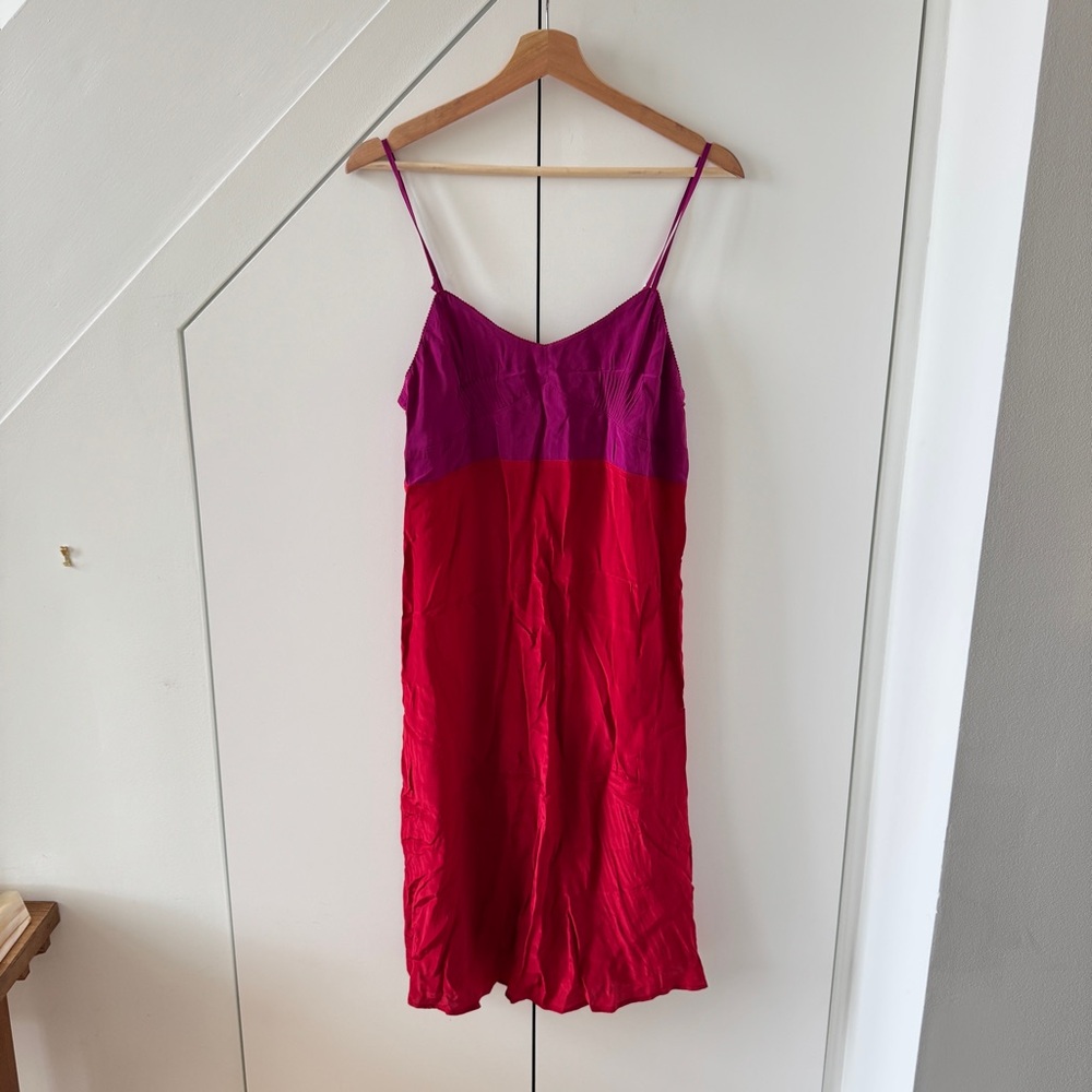 J. CREW | Red and Purple Chemise Slip Dress